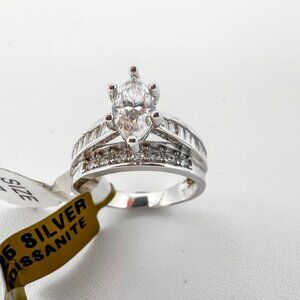 925 Sterling Sliver Moissanite Wedding/Engagement Ring, 2.0ctw VVS Stones with B